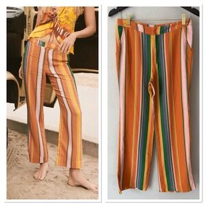 Free People La Paz Slim Crop Pants Size 0 Striped Boho Retro Festival Chic Indie